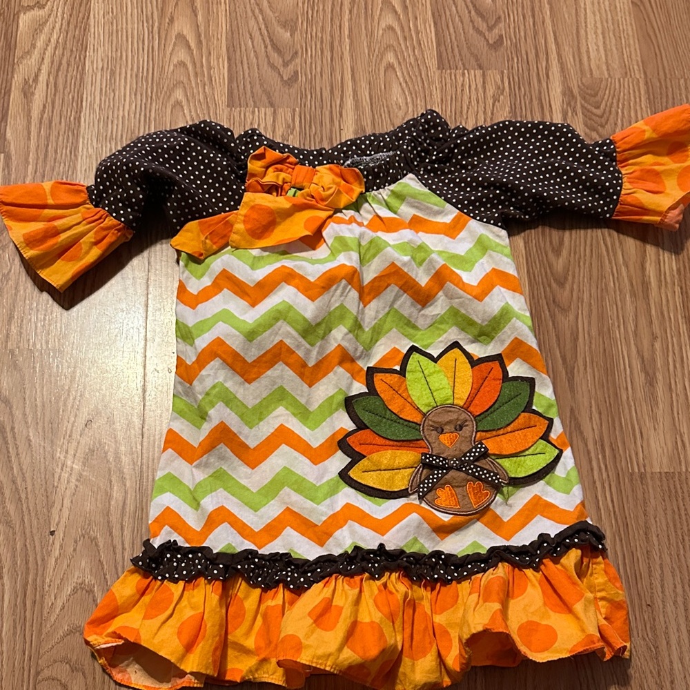 Kids Thanksgiving Chevron Dress